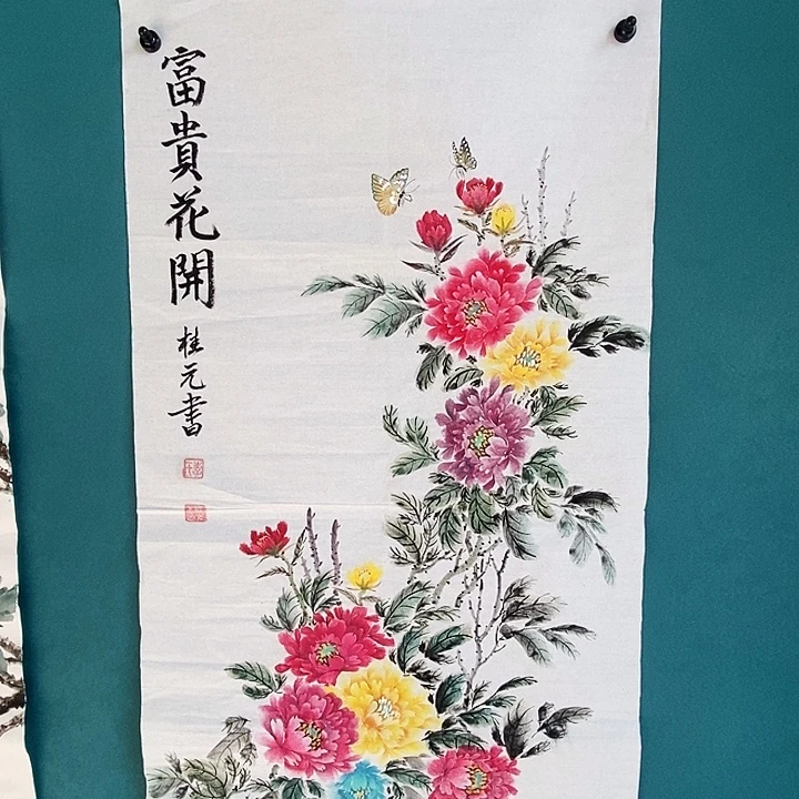 国画三尺手绘牡丹