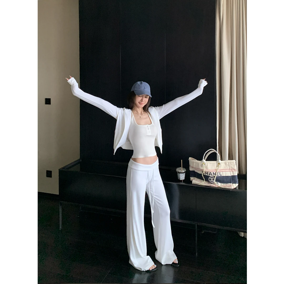 SKKStore 松弛idol 260G云感连帽运动卫衣开衫直筒休闲裤套装