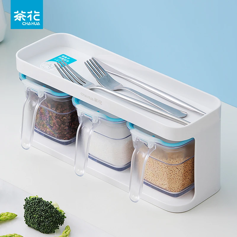 茶花调料盒罐子调料罐盐罐调味料收纳盒调味厨房家用佐料盒盐味精