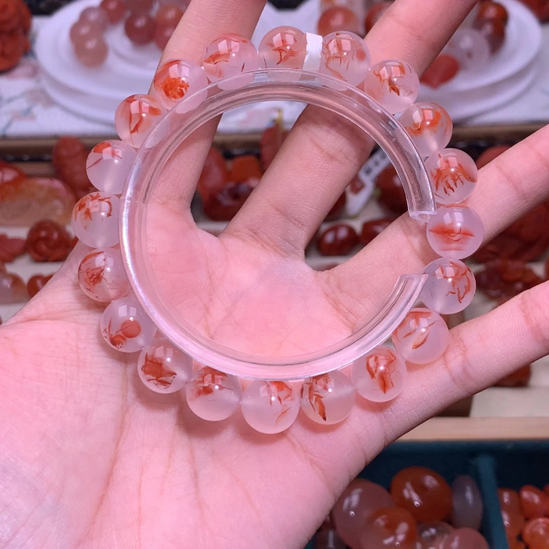 南红玛瑙未镶嵌珠宝半成品飘花手串