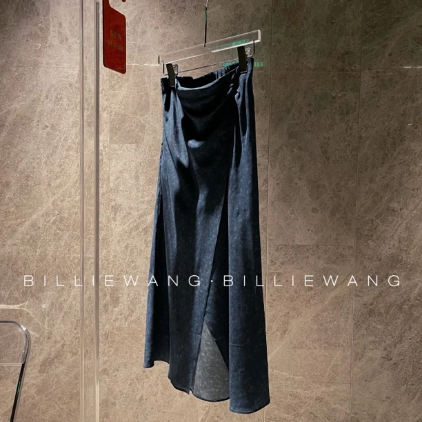 BW独立设计师高定系列｜深渊蓝｜扎染波光印花桑蚕丝开叉半裙