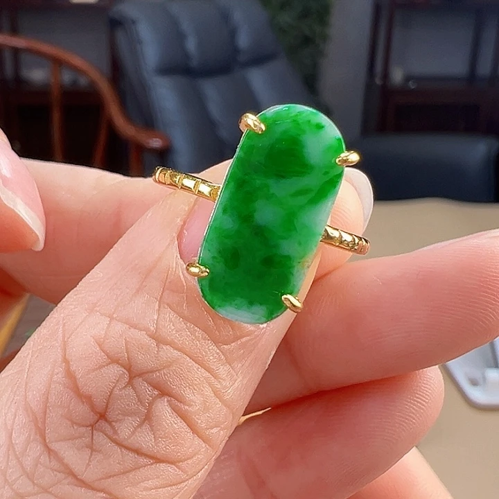 翡翠戒指银S925镶嵌戒指18