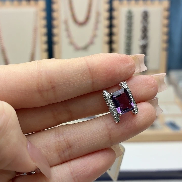 水晶耳饰银S925镶嵌