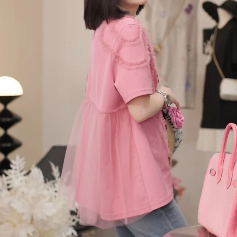 小众拼接高级感短袖体恤女2025夏季新款五一出游穿搭洋气减龄上衣