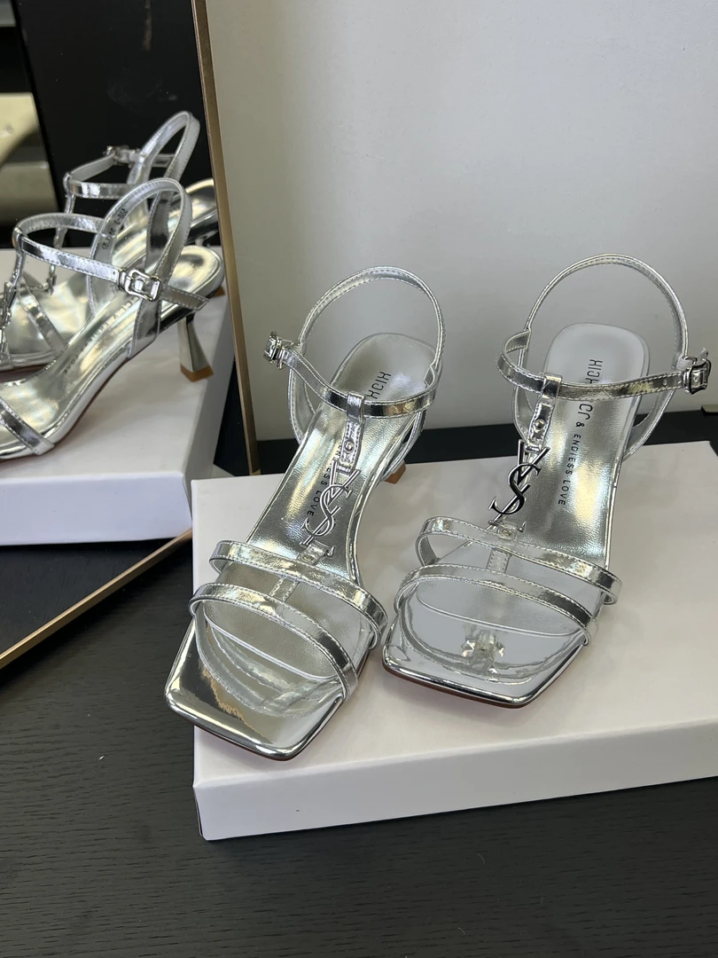 （5厘米）588-3银色细跟高跟鞋时尚舒适