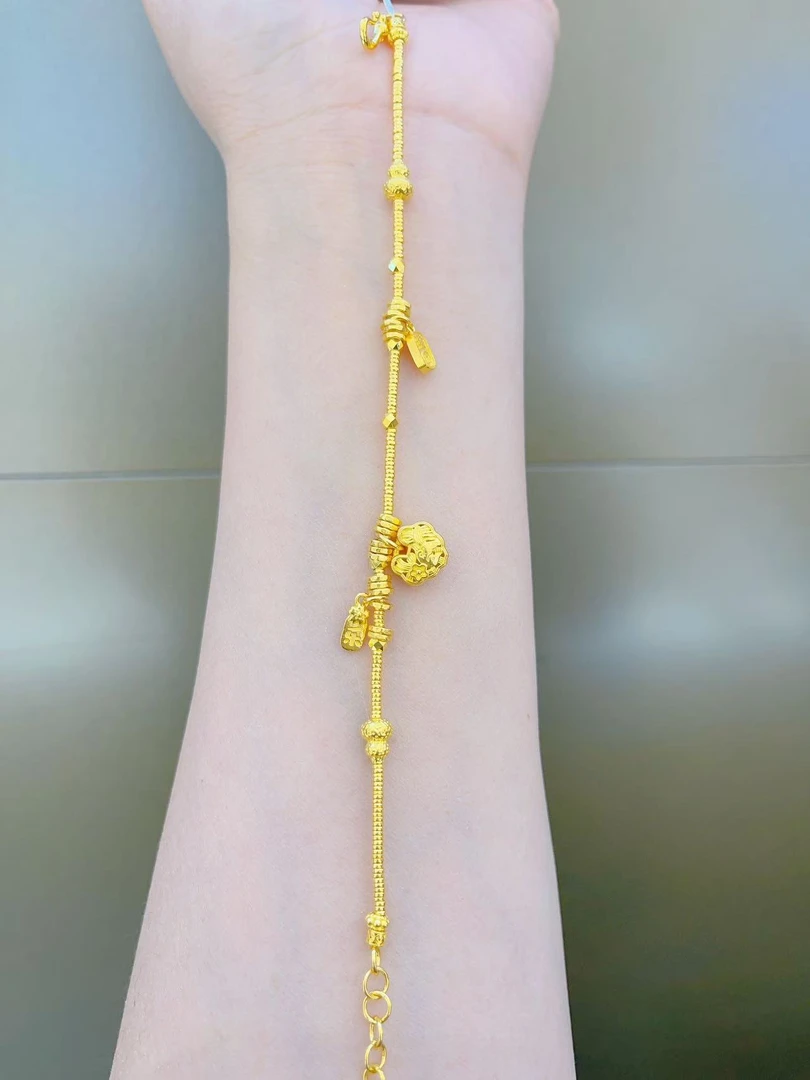 足金999葫芦比翼鸟锁包盘缠5G手链精致百搭黄金手链