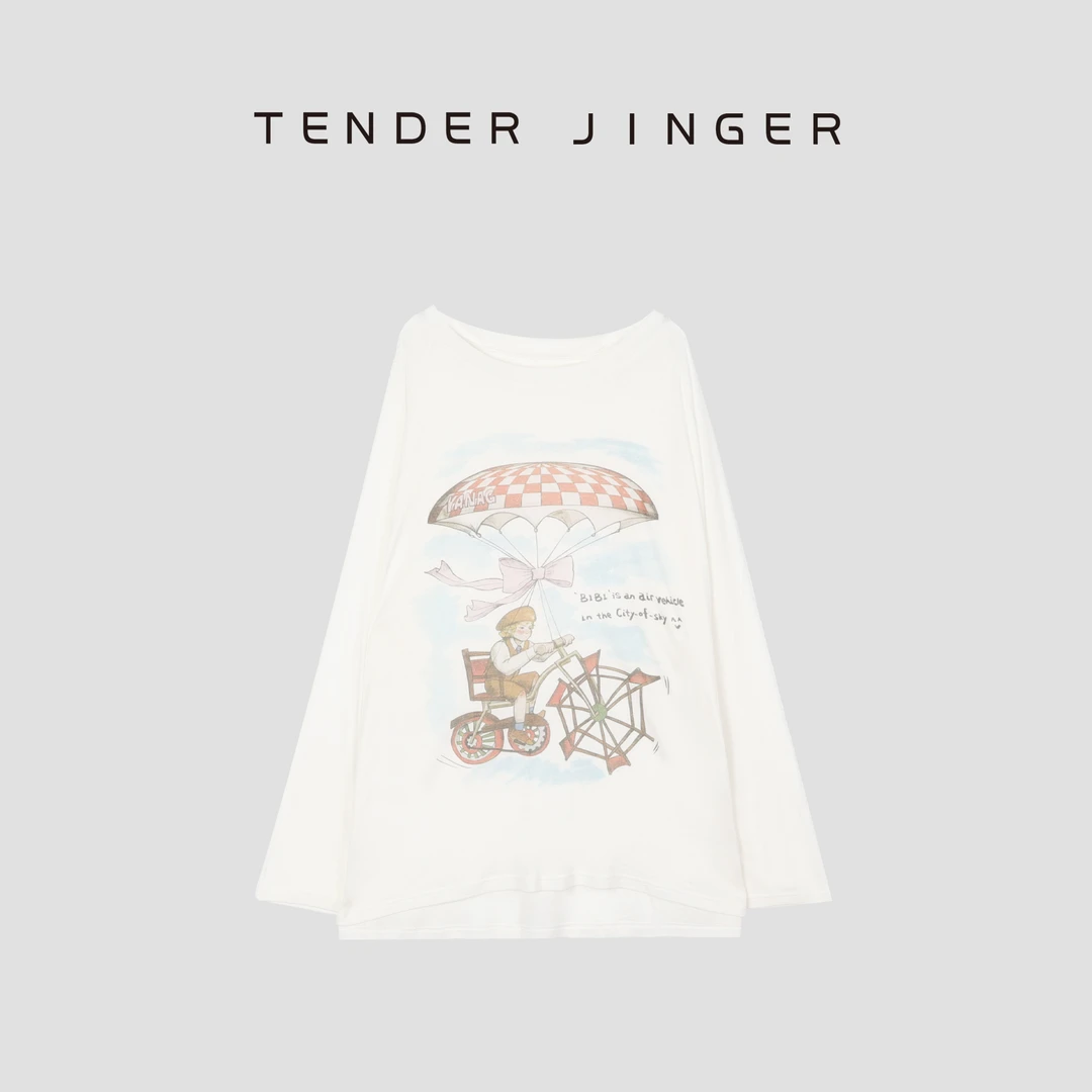 Tender Jinger圆领廓形印花天丝羊毛短袖TT52JFF80140