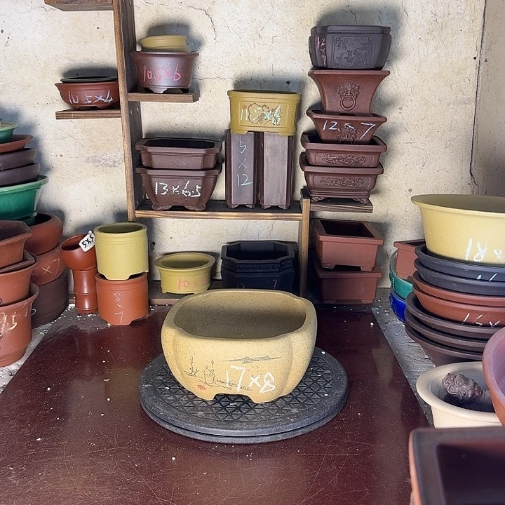 宜兴紫砂花盆，手工制作