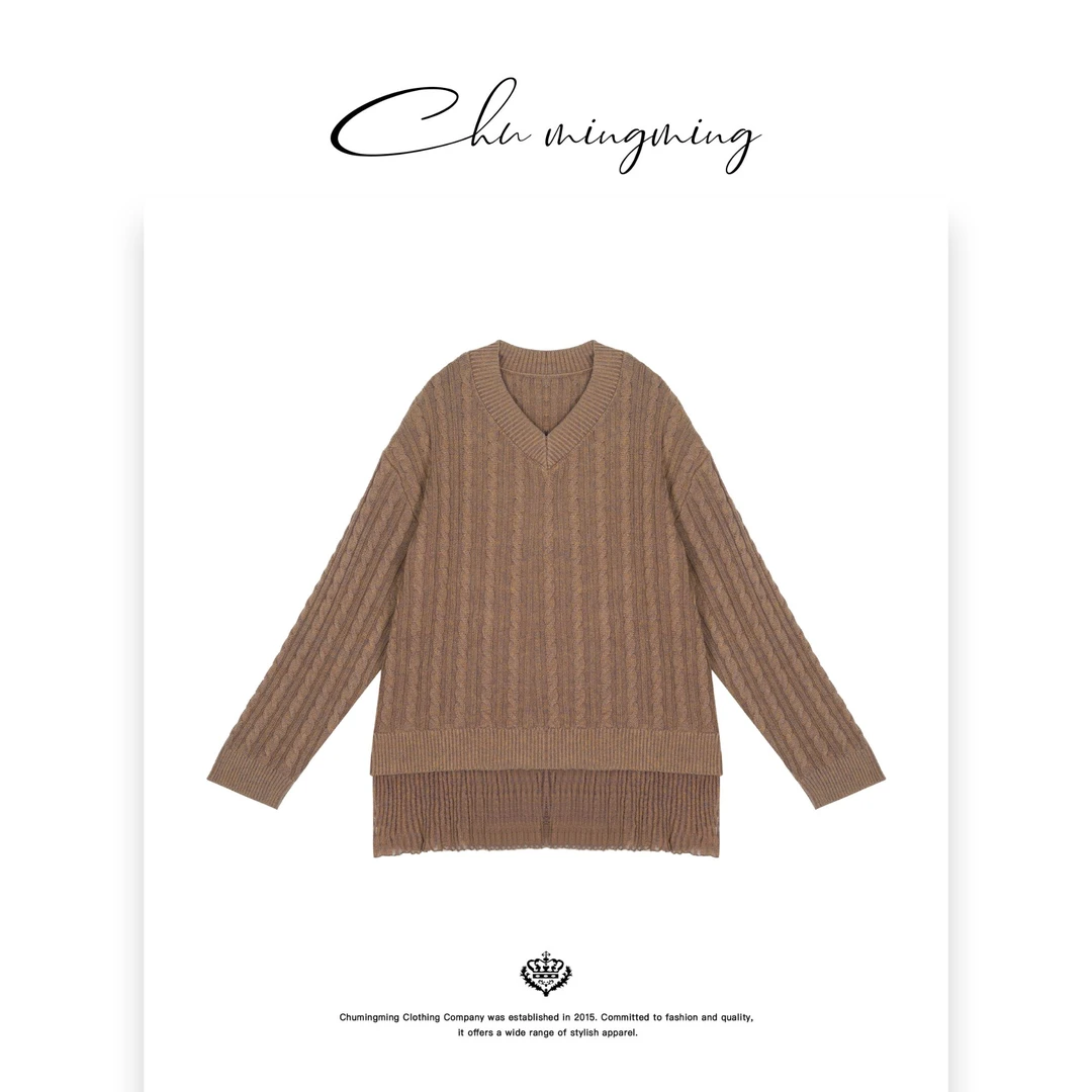 【CHU/2024SSNEW】原创设计《栗球》麻花假两件毛衣XYJ11