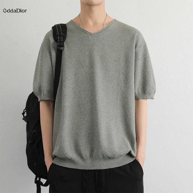 Edda Dior法国轻奢品牌针织短袖新款模特图短袖大码男士休闲夏季