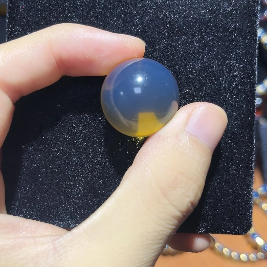 土****蓝珀未镶嵌珠宝奇石22mm单珠