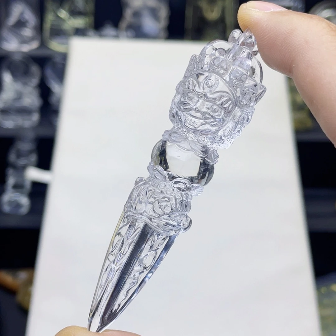 【闪购商品】水晶颈饰未镶嵌是**呀白水晶精雕金刚降魔杵