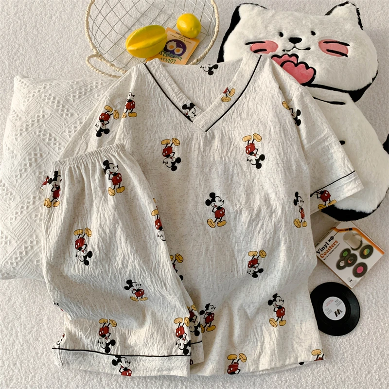 睡衣女夏季套装新款云朵绵卡通可爱短袖短裤女士春秋可外穿家居服