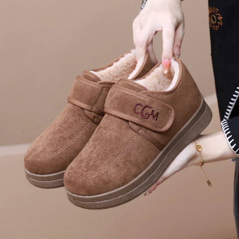 2025新冬女棉靴加绒加厚雪地靴厚底勃肯鞋毛毛乐福鞋保暖棉鞋