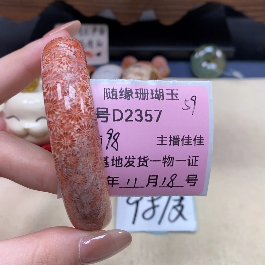 未镶嵌D2357硅化珊瑚（珊瑚玉）中*