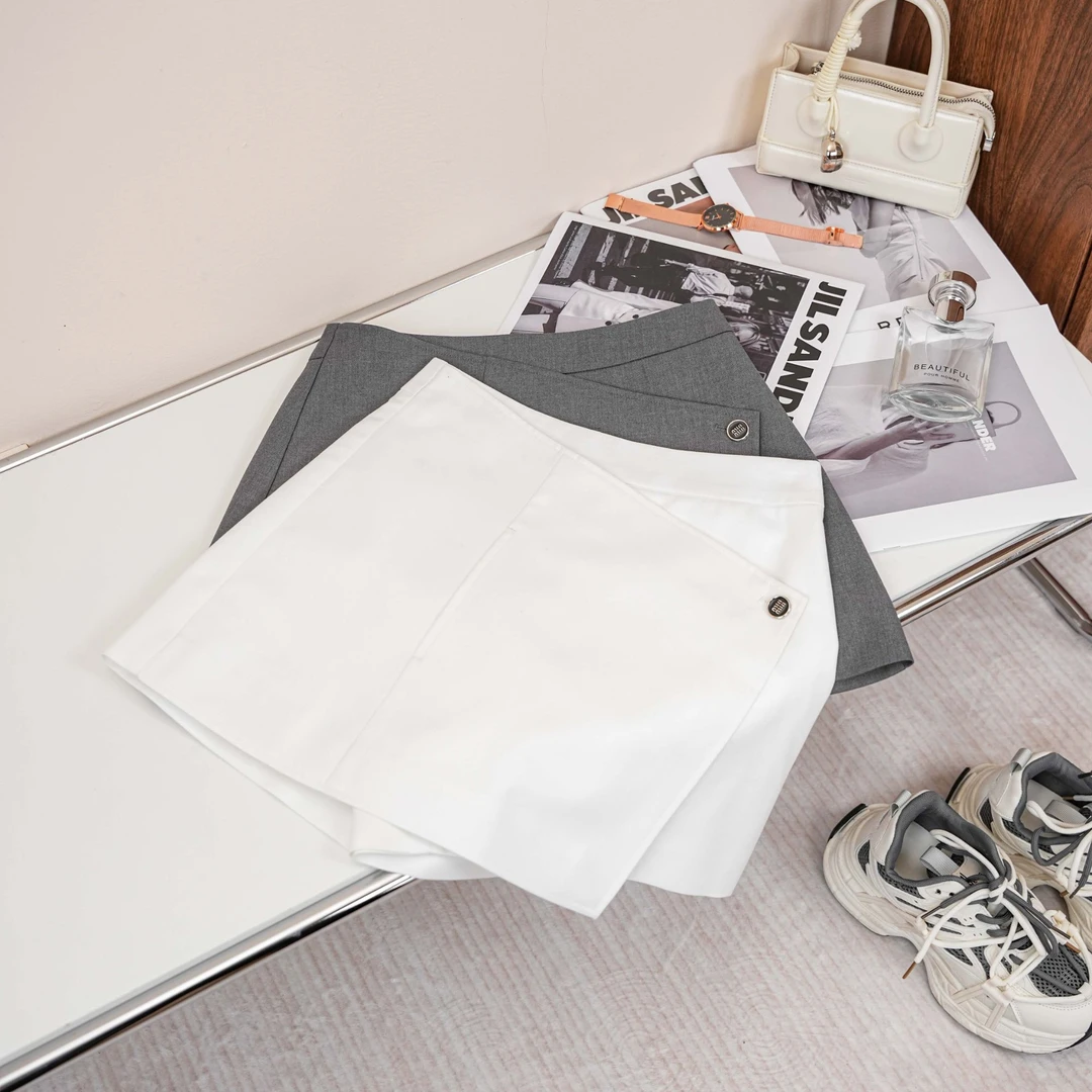【都市轻奢】不规则高腰显瘦设计感A字包臀西装半身短裙裤53139