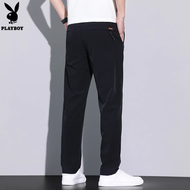 花花公子2025春夏新款轻商务男士修身长裤新款潮牌宽松直筒长裤子