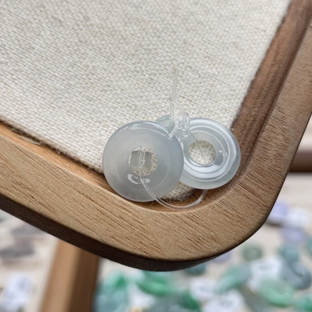 翡翠未镶嵌吊坠(不含链)a09冰蓝甜甜圈一对