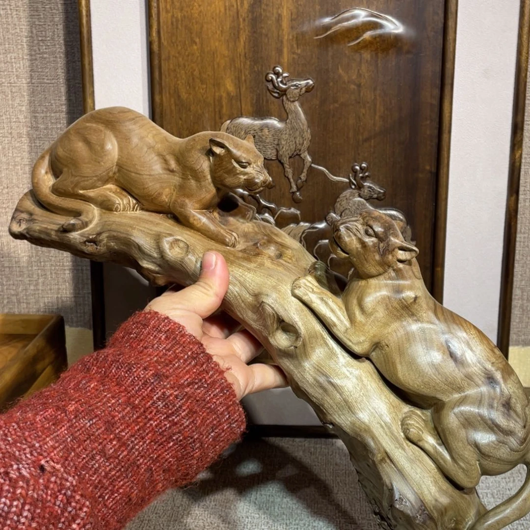 楠木（金丝楠）其他拙**墨豹子摆件