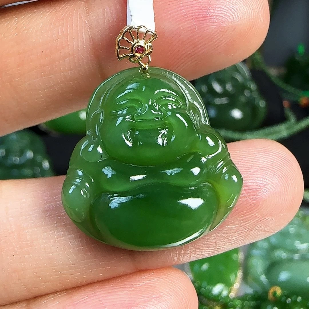 和田玉（碧玉）18K金镶嵌颈饰
