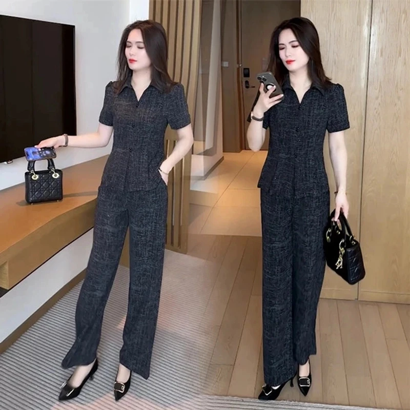 夏季新款时尚穿搭气质洋气收腰显瘦不挑人短袖套装减龄高腰轻熟