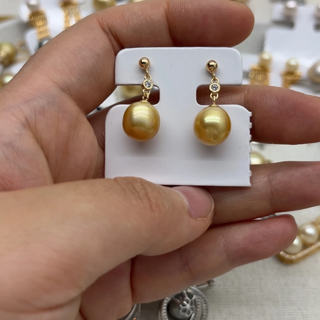 海水珍珠耳饰银S925镶嵌