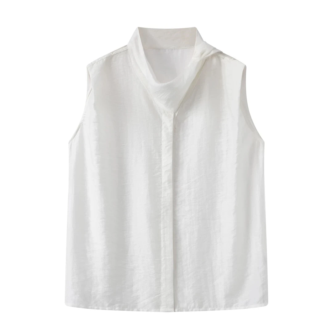 艾诺丝商场同款2025夏新款设计感显瘦无袖休闲衬衫女上衣AR503016