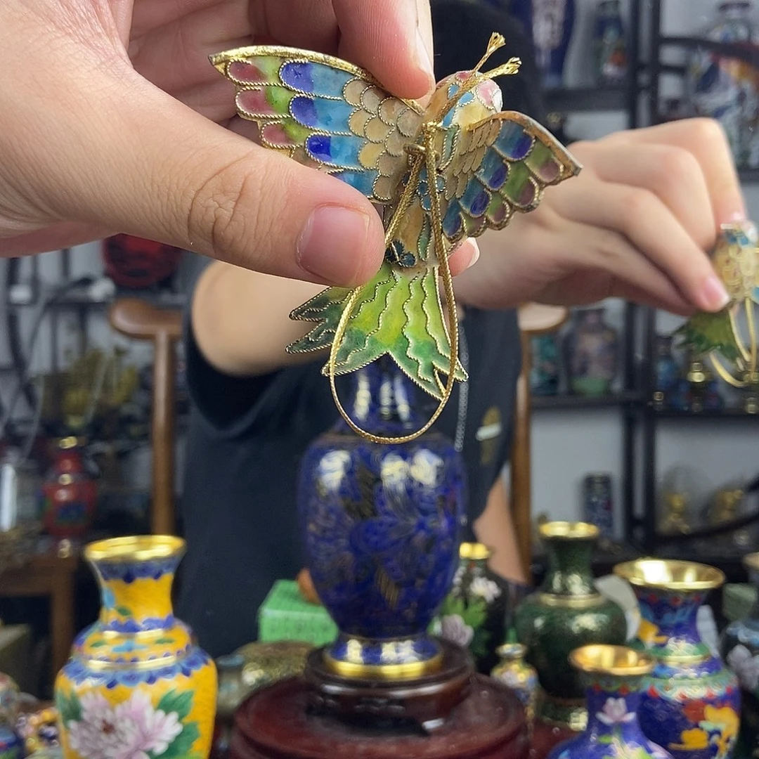 铜嘟*景泰蓝创汇花丝蜂鸟