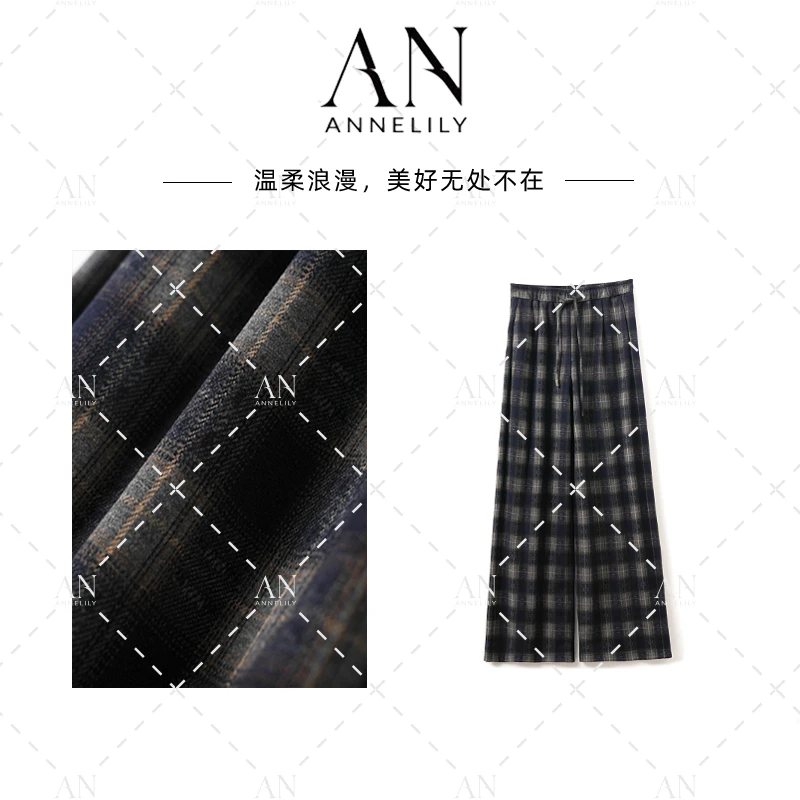 ANNELILY安琪琪【小灰】秋季新款上新休闲百搭长裤AK2509072