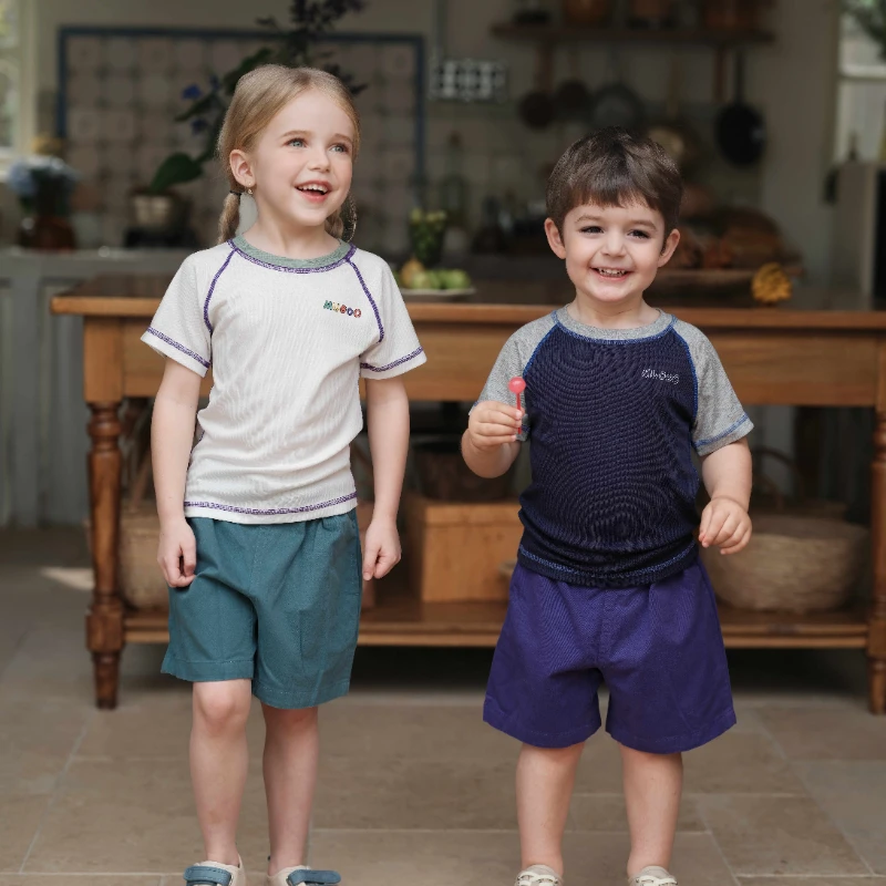 2025夏季北欧新款儿童速干衣男童女童短袖T恤薄款莱赛尔运动上衣