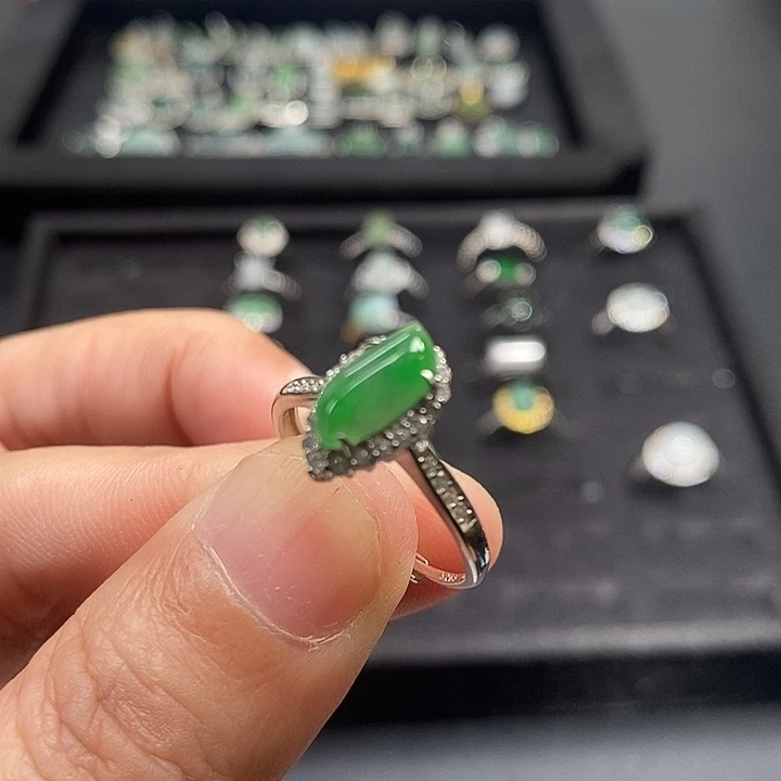 翡翠银S925镶嵌戒指