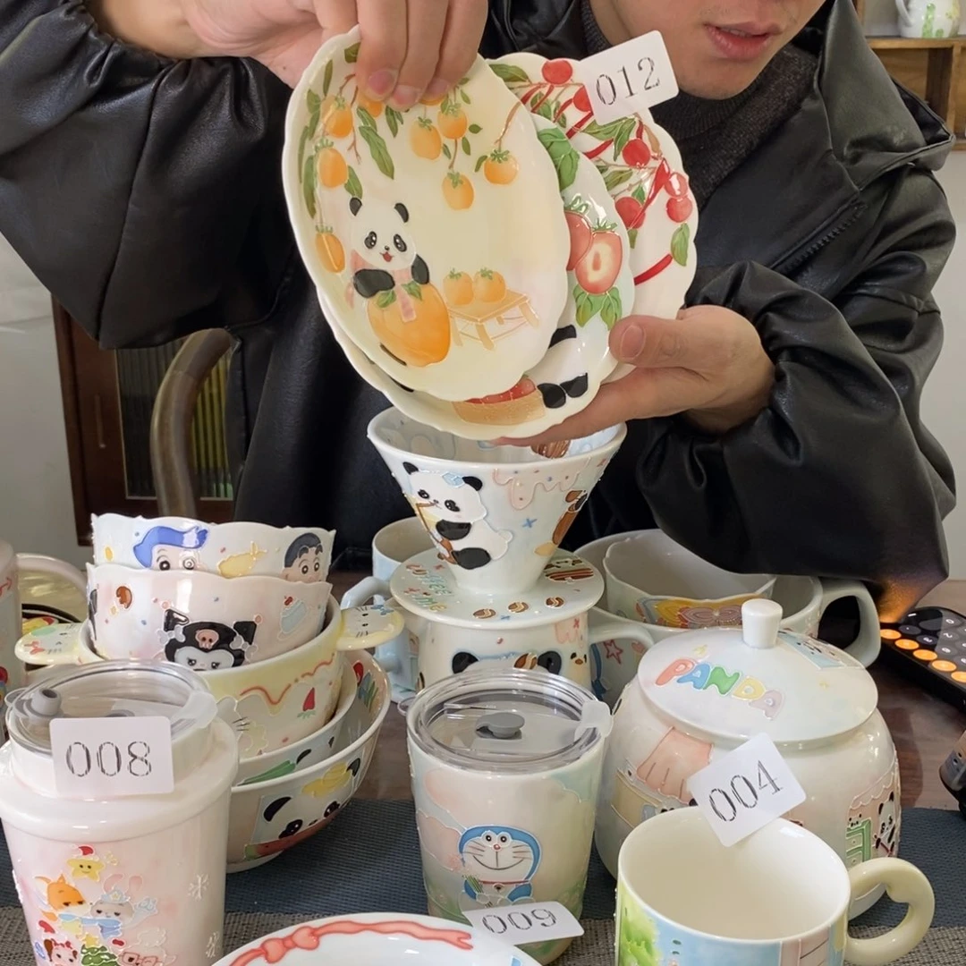 爱***念瓷片景德镇釉下彩手绘