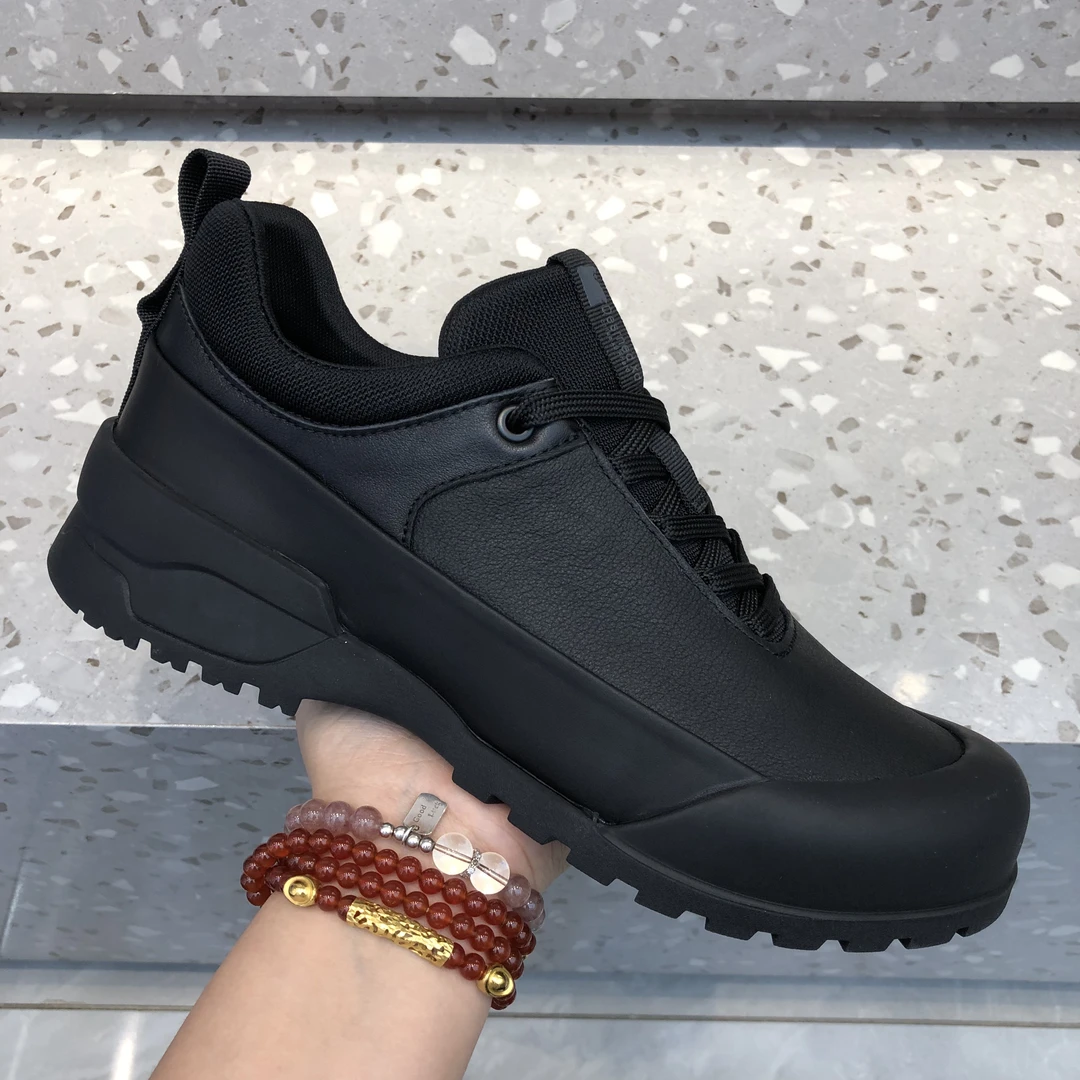 男士工装鞋秋季新款时尚圆头百搭黑色厚底舒适防滑潮流休闲鞋皮鞋