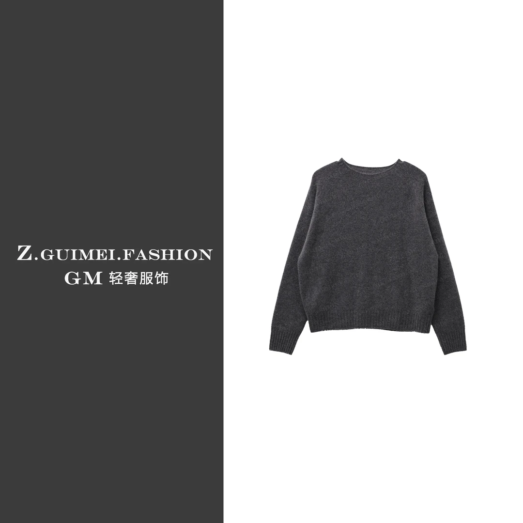 【肆姐高定】16针休闲针织圆领无缝羊绒衫X3387