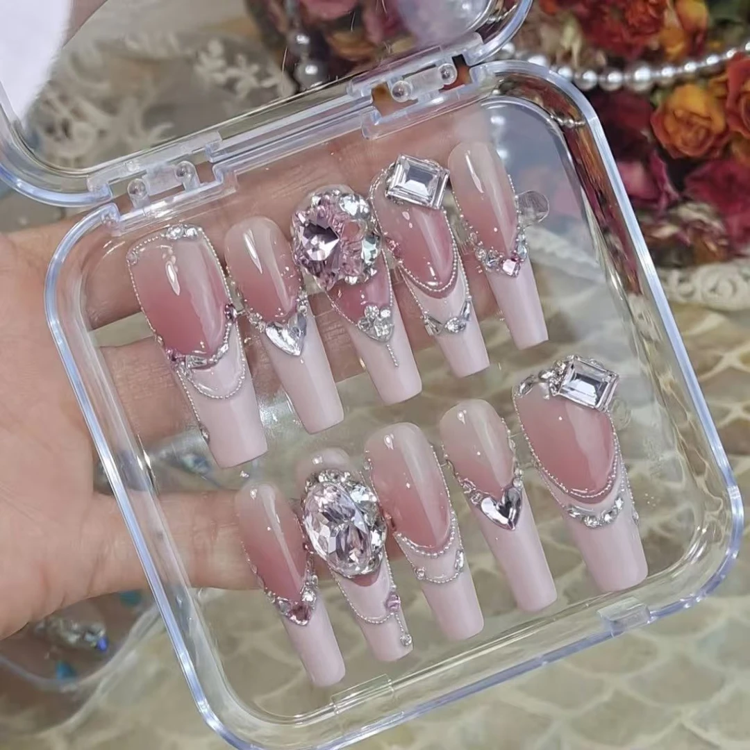 热恋手工法式粉色新款美甲秋冬纯手工穿戴显白甲片贴片指甲高级感