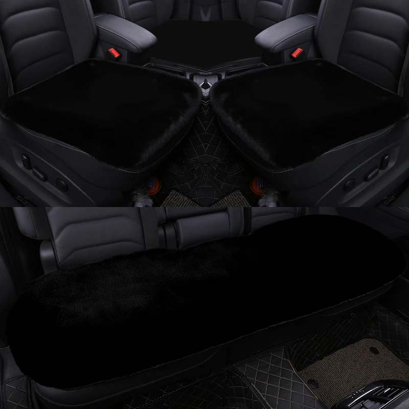 利晨高档冬季汽车兔毛绒防滑保暖加厚通用三件套坐垫