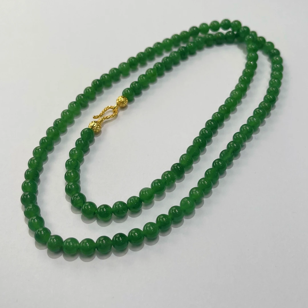 和田玉碧玉珠串-6mm108颗无黑点JS-多样性发其一