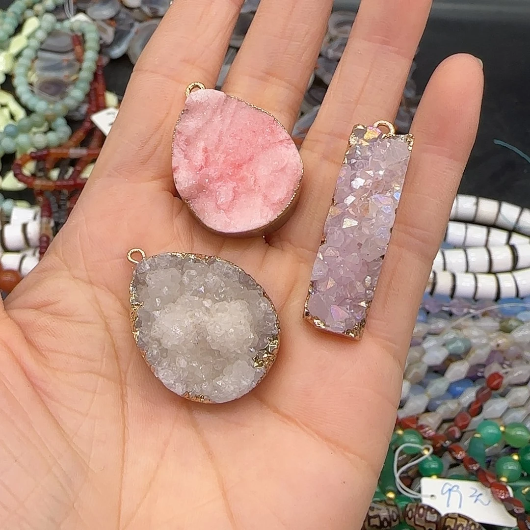 玛瑙/玉髓合金珠宝半成品吊坠打包三颗012