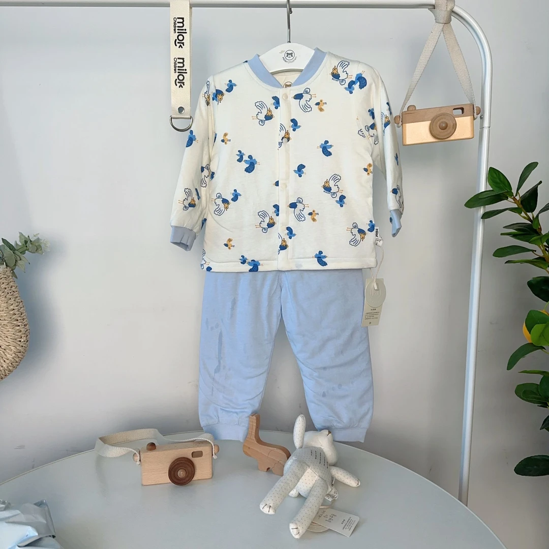 4006(棉袄)米乐熊男女宝保暖套装前开冬季内衣套装秋冬