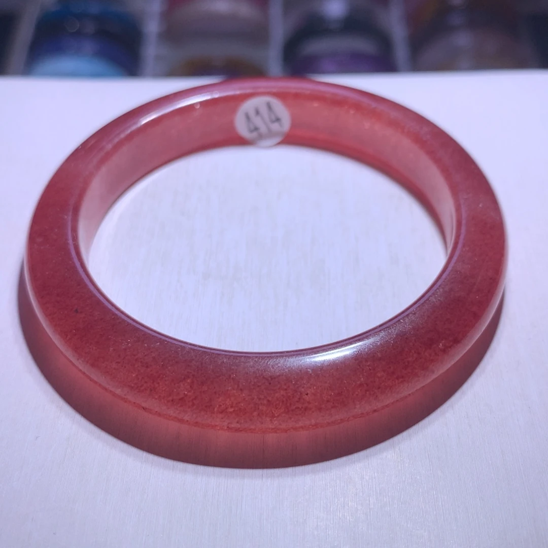 手镯银S925镶嵌水晶鸽血红草莓晶57.4圈414