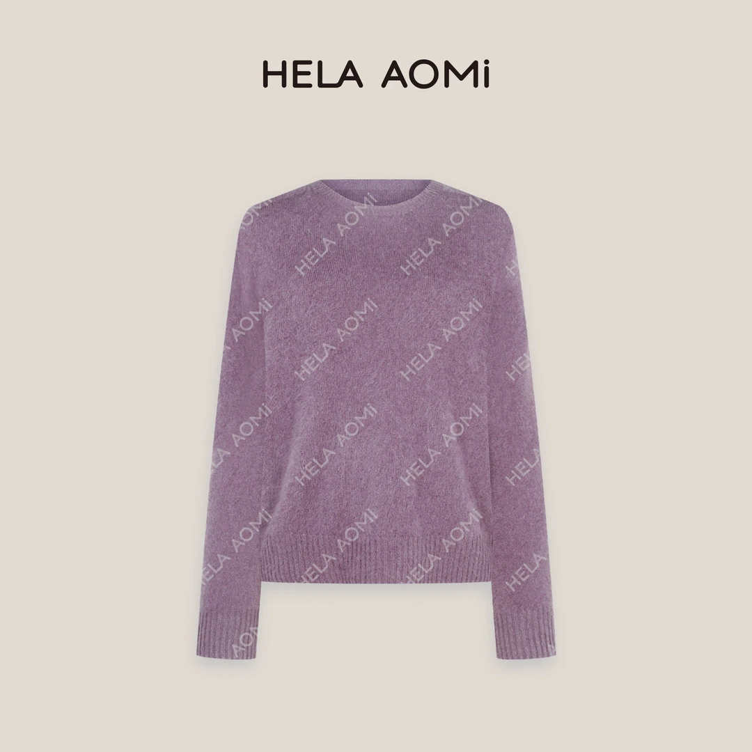 HELAAOMI“云朵毛衣”96.2绵羊毛山羊绒圆领毛茸茸质感长袖针织衫