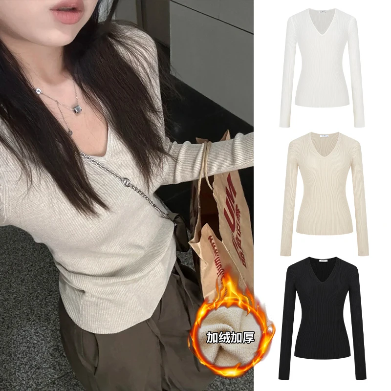 Moses Queen/魔西女王紫色小众法式氛围感秋冬V领针织显瘦上衣