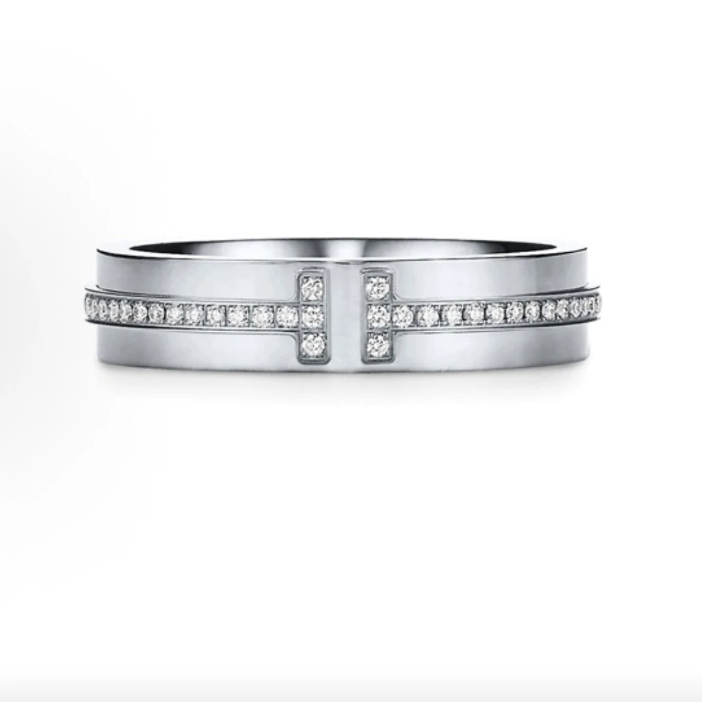 95新 Tiffany & Co./蒂芙尼 双t满钻戒指 49号16695749