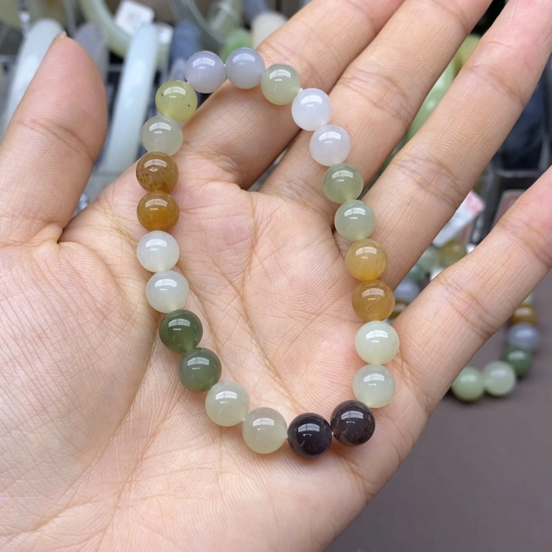 和田玉手串未镶嵌满***贝卡8