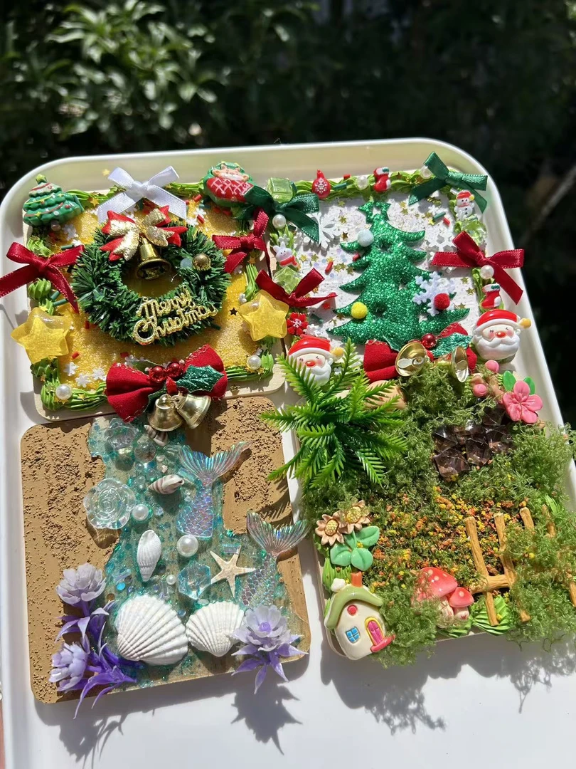 【单背景板】原创肌理画手绘裱花海洋星空森林冰箱贴单背景板