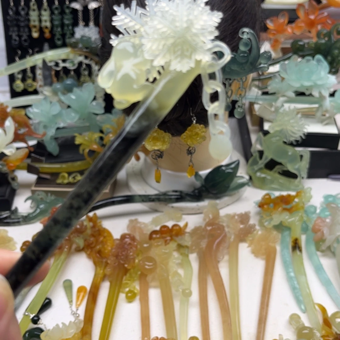 蛇纹石玉合金发簪