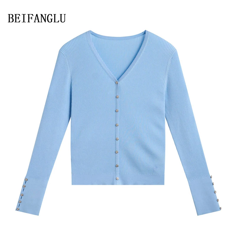 北方鹿 设计感法式轻奢/莱赛尔棉桑蚕丝气质V领套头针织衫女XM211