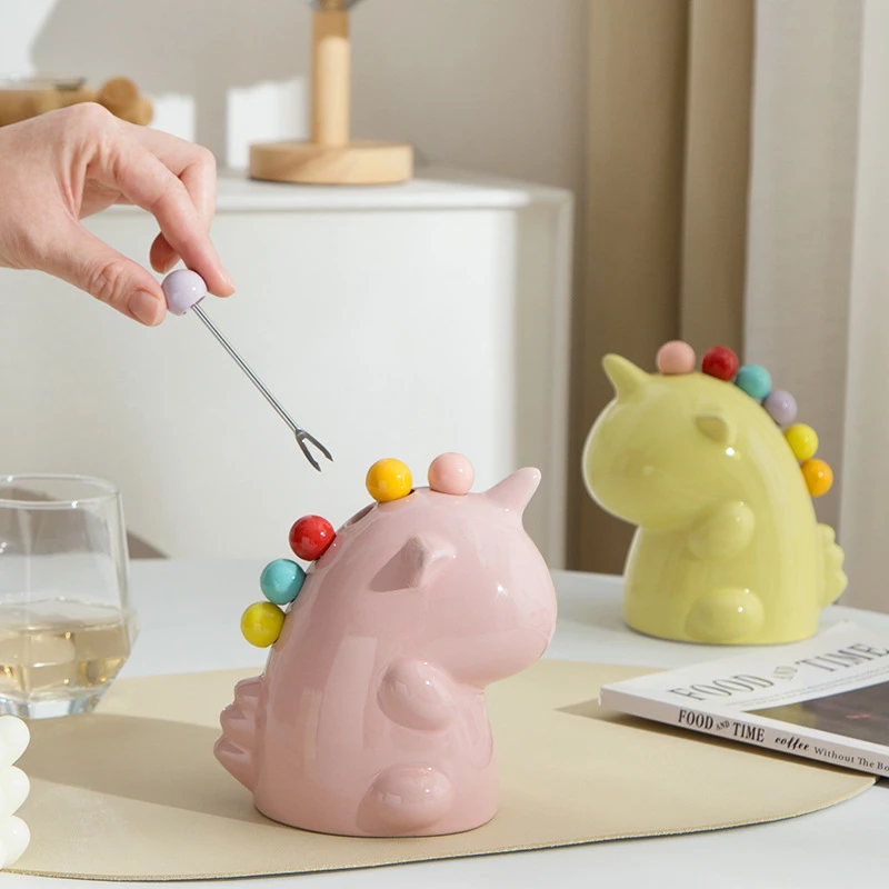 【粉丝专享】独角兽水果叉不锈钢儿童多巴胺小叉子可爱收纳罐家用