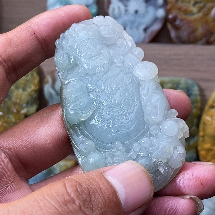 步****定制翡翠未镶嵌财神爷 买断抛光3天。不退不换
