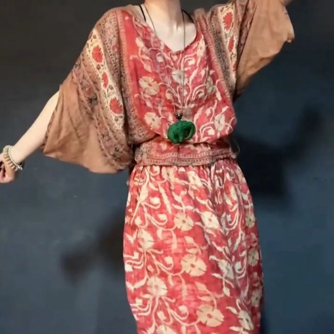 新民族风蝙蝠袖宽松上衣休闲哈伦裤潮